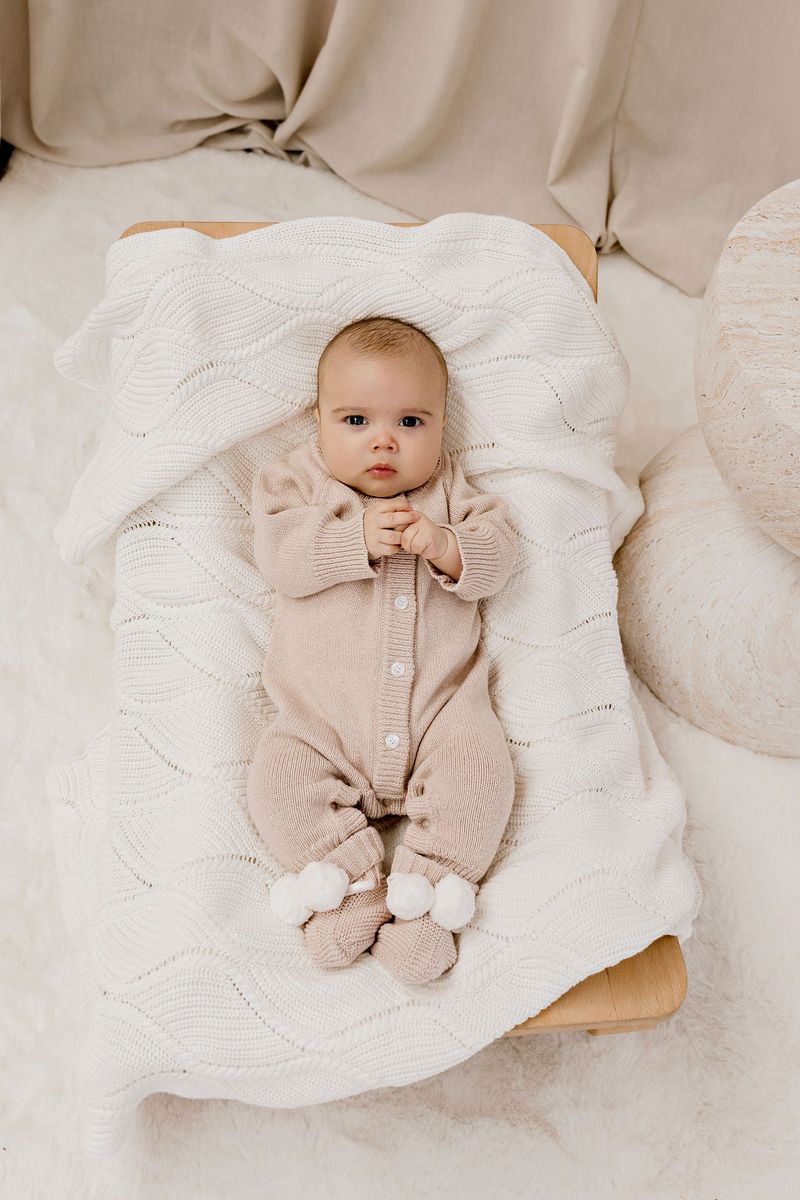 Confetti Kidz - Classic Knit Romper - Biscotti/Latte