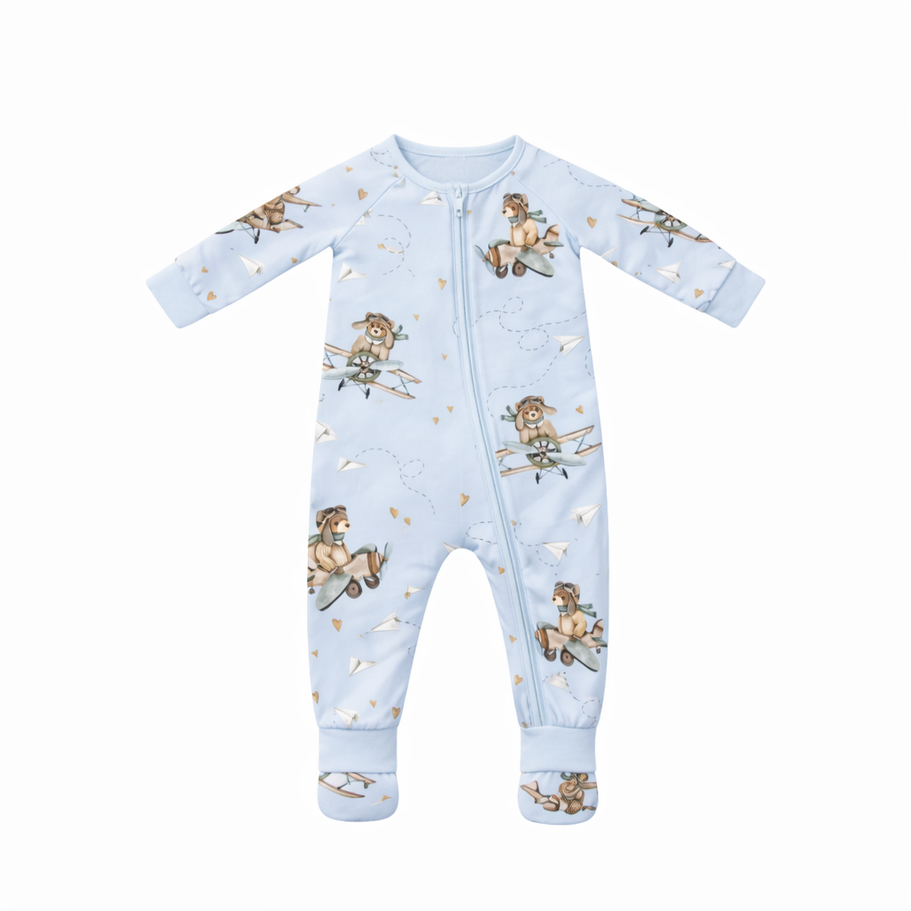 Confetti Kidz - Aviator Teddy - Bamboo Zipsuit