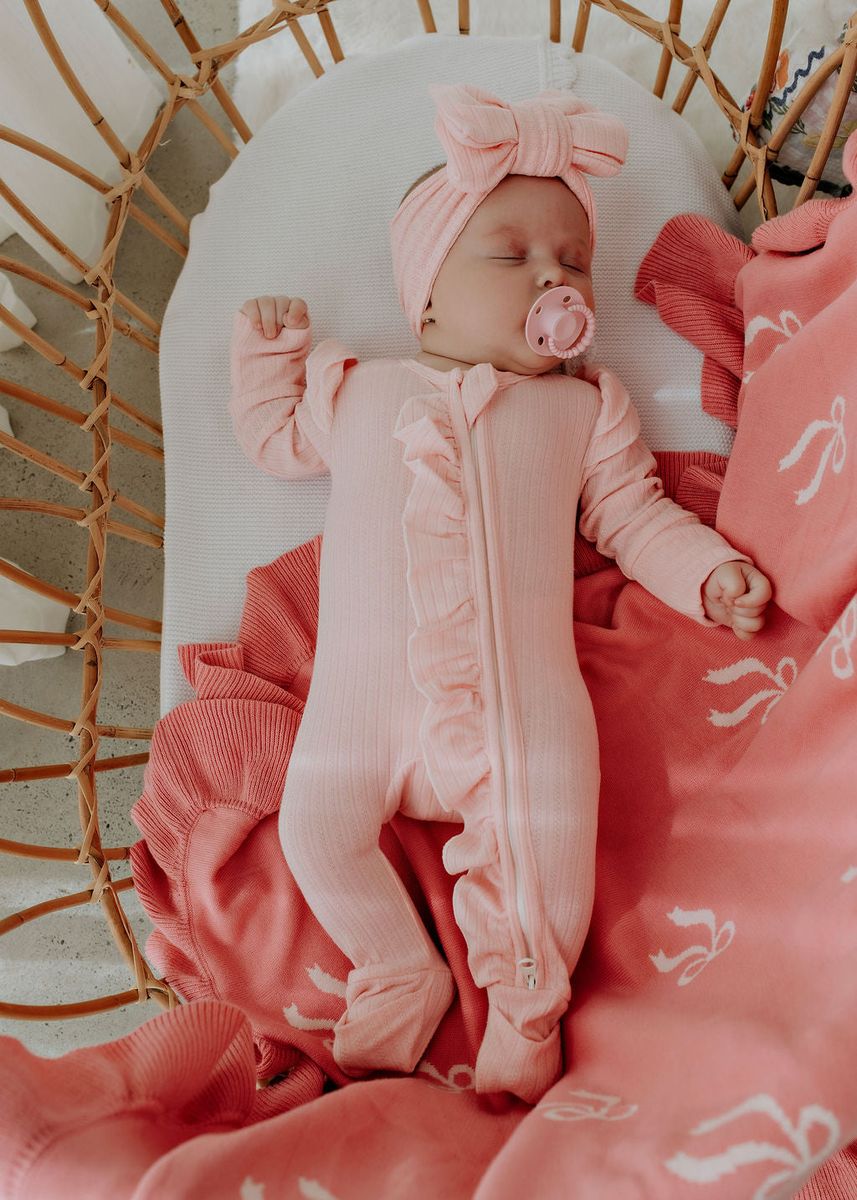 Confetti Kidz - Reversible Knit Blanket Pink Bows