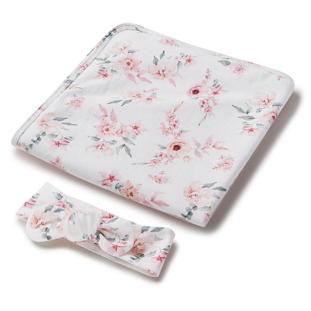 Snuggle Hunny - Camille Organic Jersey Wrap & Topknot Set