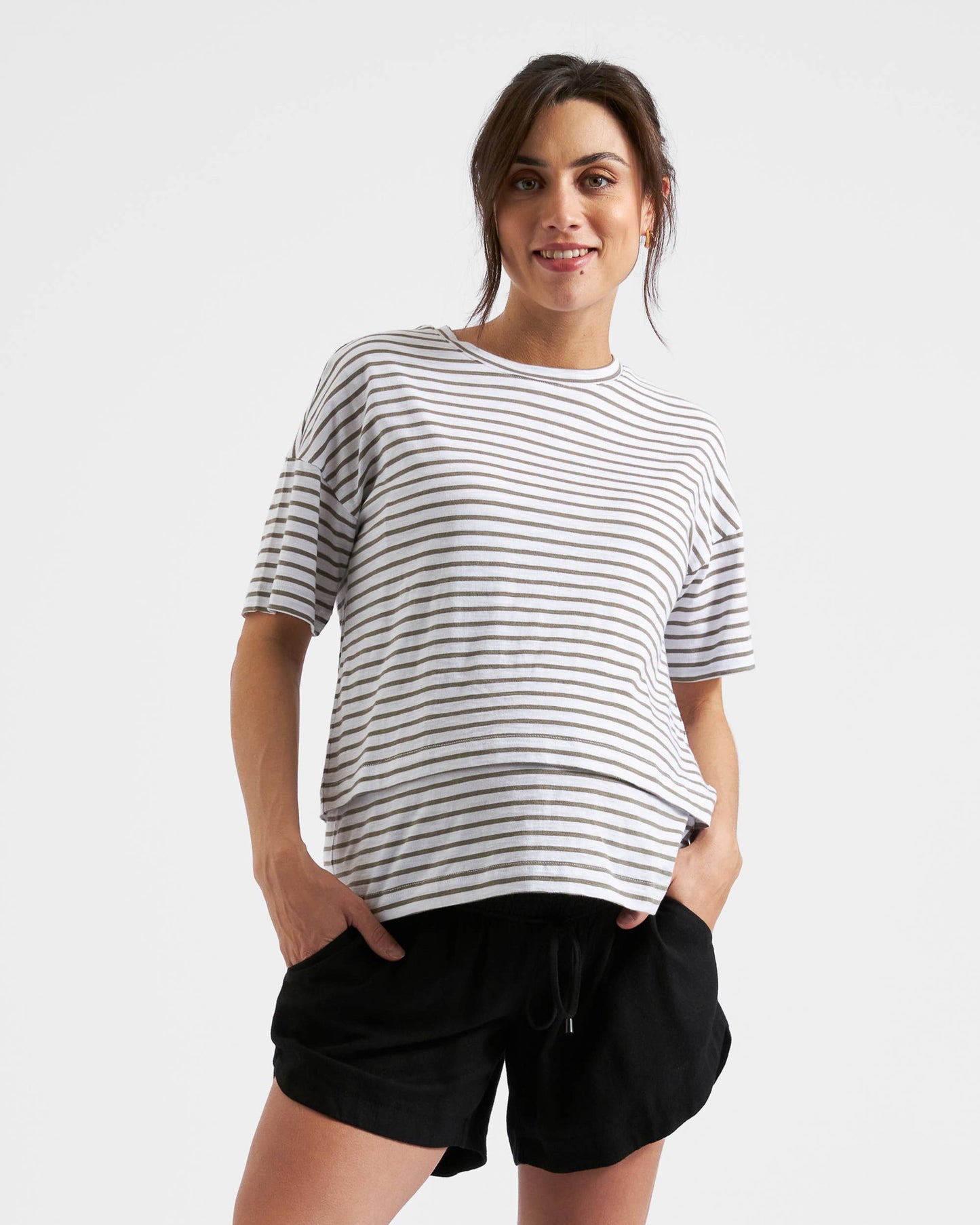 Ripe Maternity - Claudette Nursing Tee - White Olive