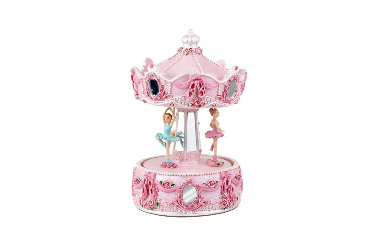 Mirror Carousel With Canopy Musical Revolving Ballerinas
