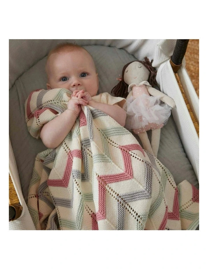 Jiggle & Giggle - Blush Zig-Zag Knit Blanket