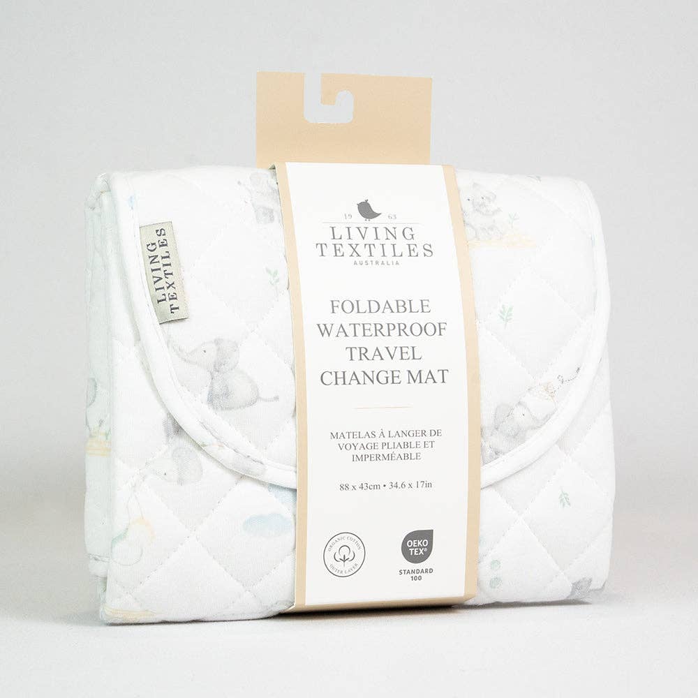 Living Textiles - Waterproof Travel Change Mat - Elephant Playtime