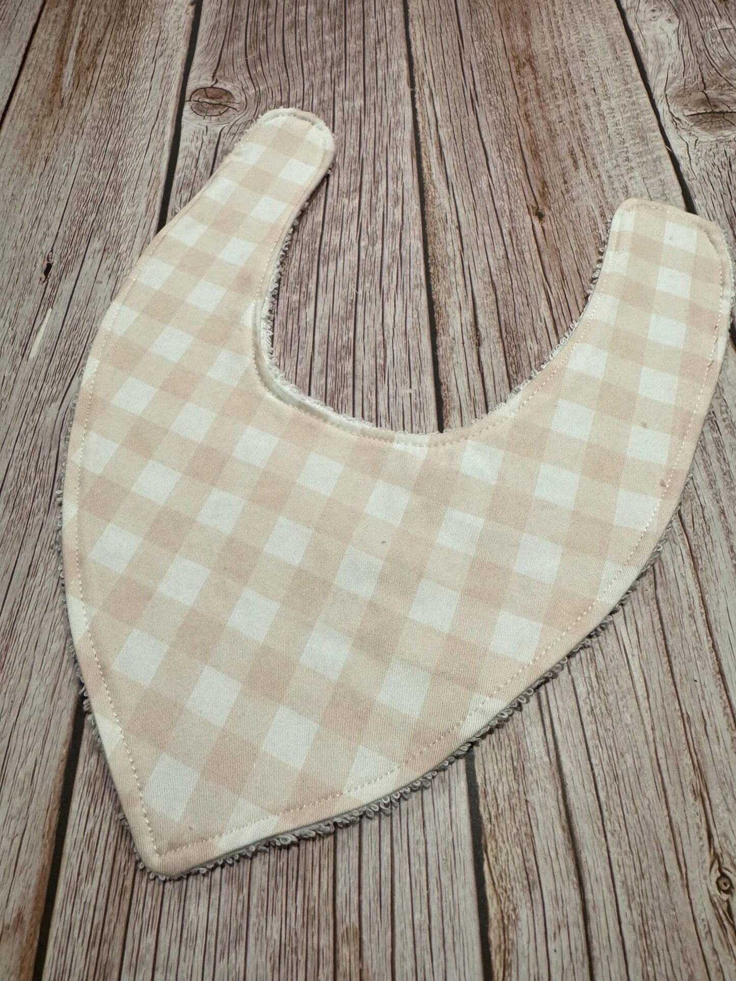 Finished with a Kiss - Baby Bib - Dribble Bib - Baby Pink Gingham
