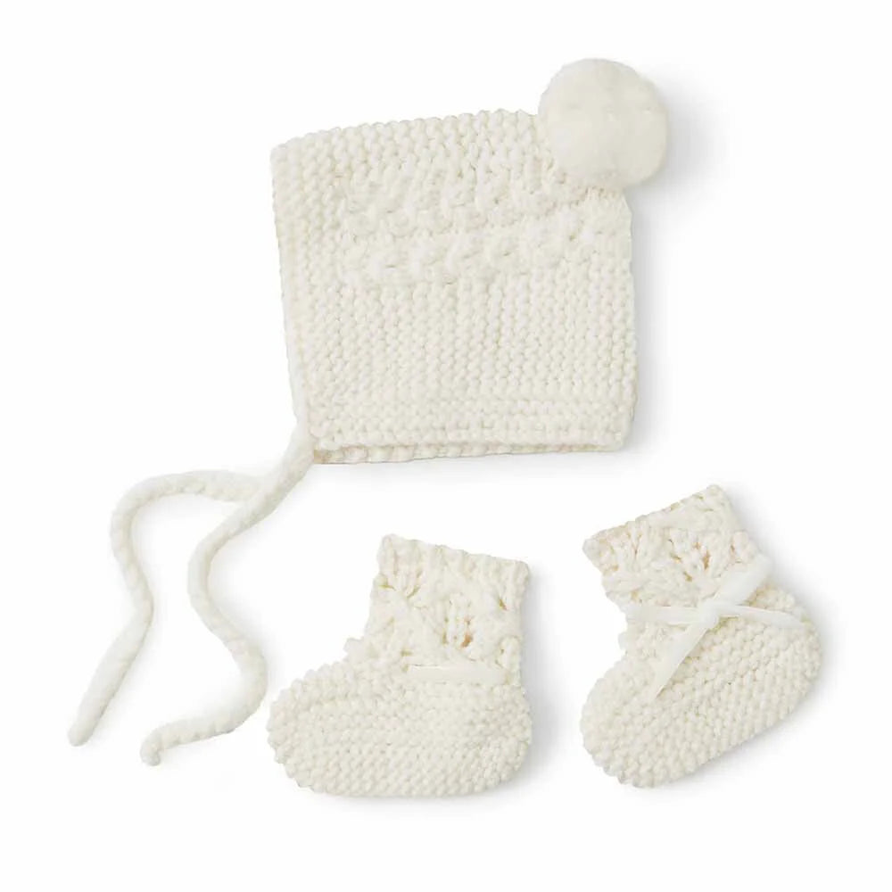 Snuggle Hunny - Ivory Merino Wool Bonnet & Bonnets