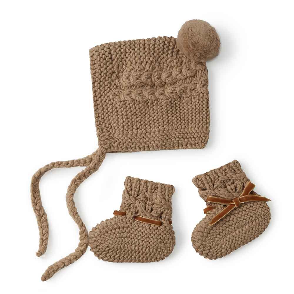 Snuggle Hunny - Fawn Merino Wool Bonnet & Bonnets