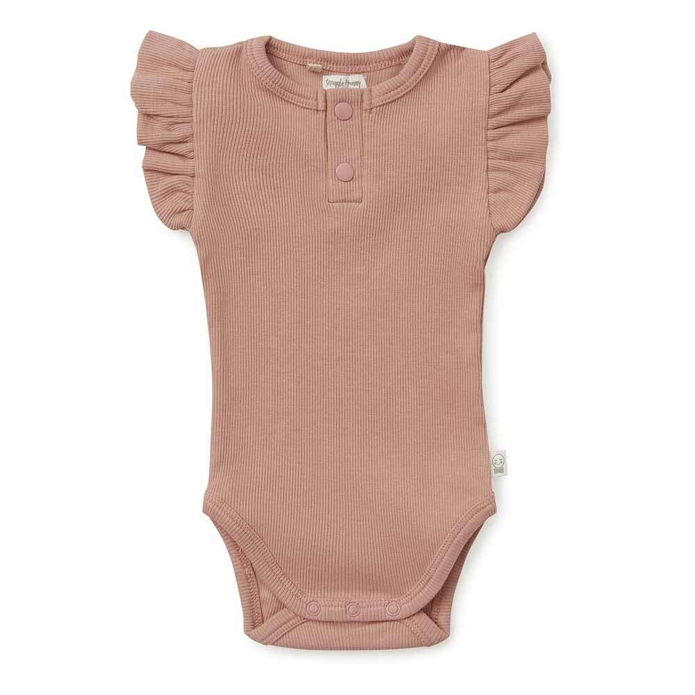 Snuggle Hunny - Rose Ribbed Short Sleeve Organic Bodysuit