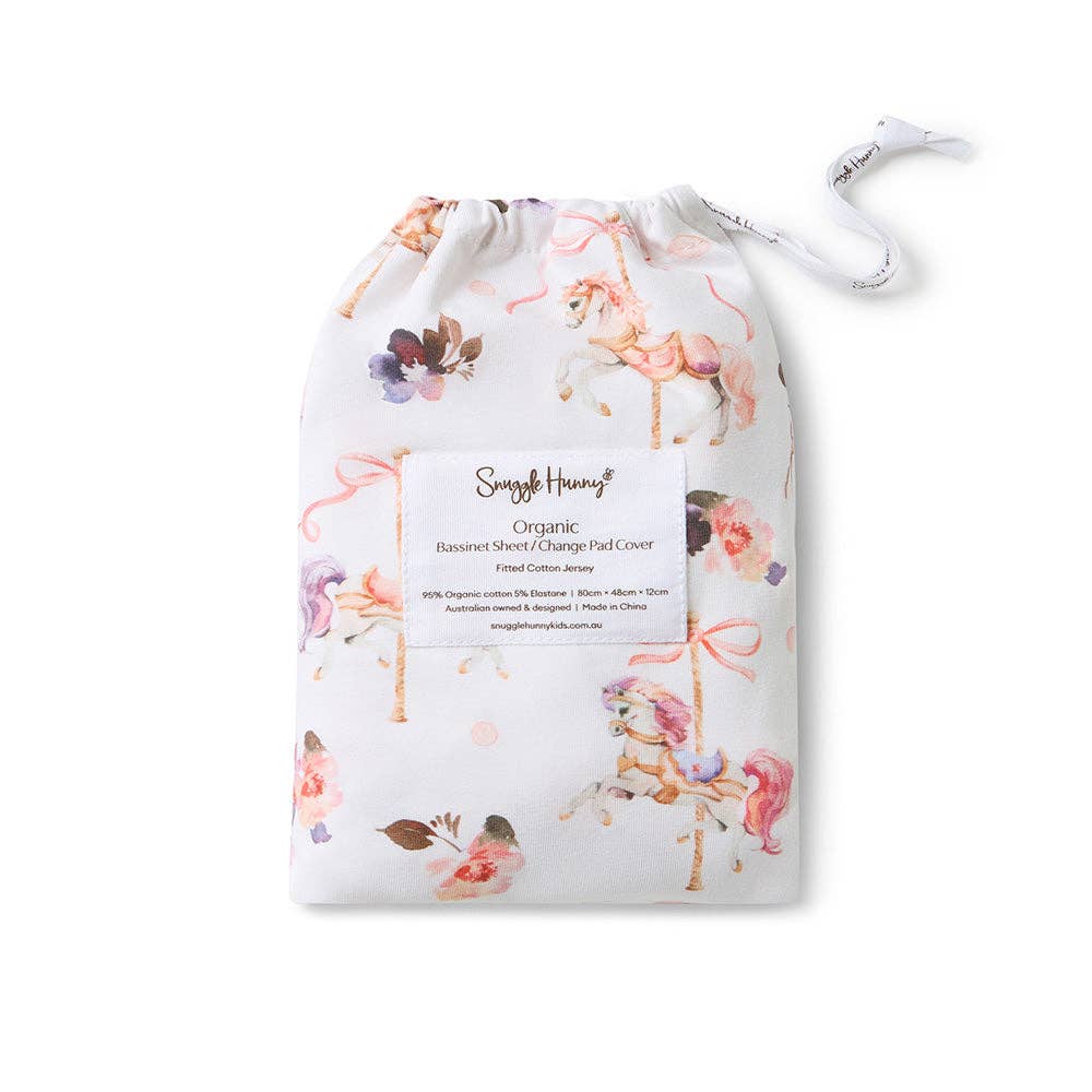 Snuggle Hunny - Carousel Organic Bassinet Sheet / Change Pad Cover