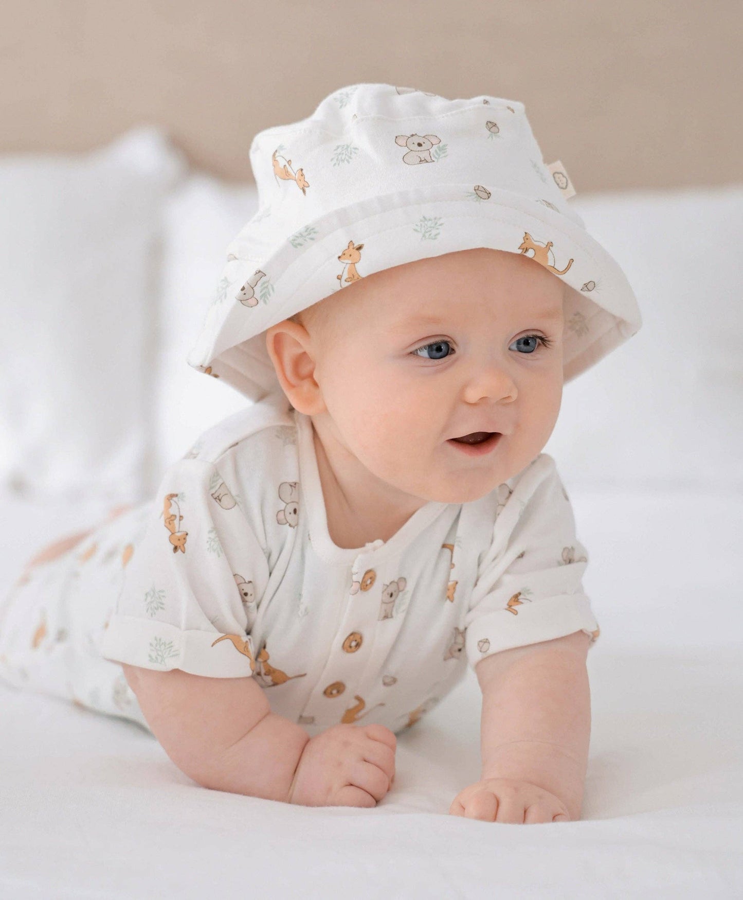 Lūmmi in Colour Babywear - Organic Cotton Romper - Kangaroo & Koala