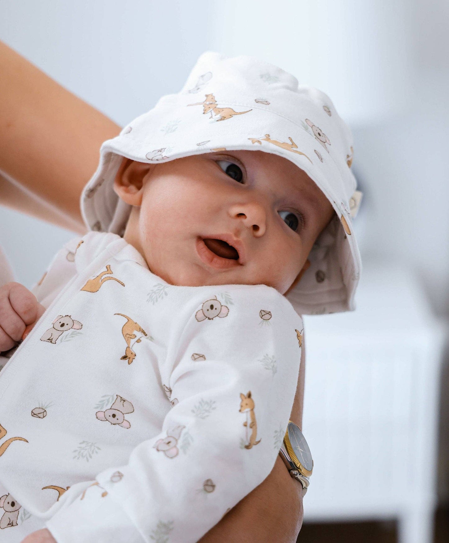Lūmmi in Colour Babywear - Organic Cotton Sun Hat - Kangaroo & Koala