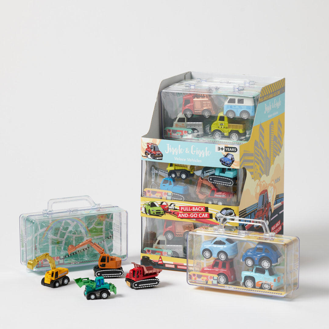 Jiggle & Giggle Veloce Vehicles Pullback Cars Set of 4