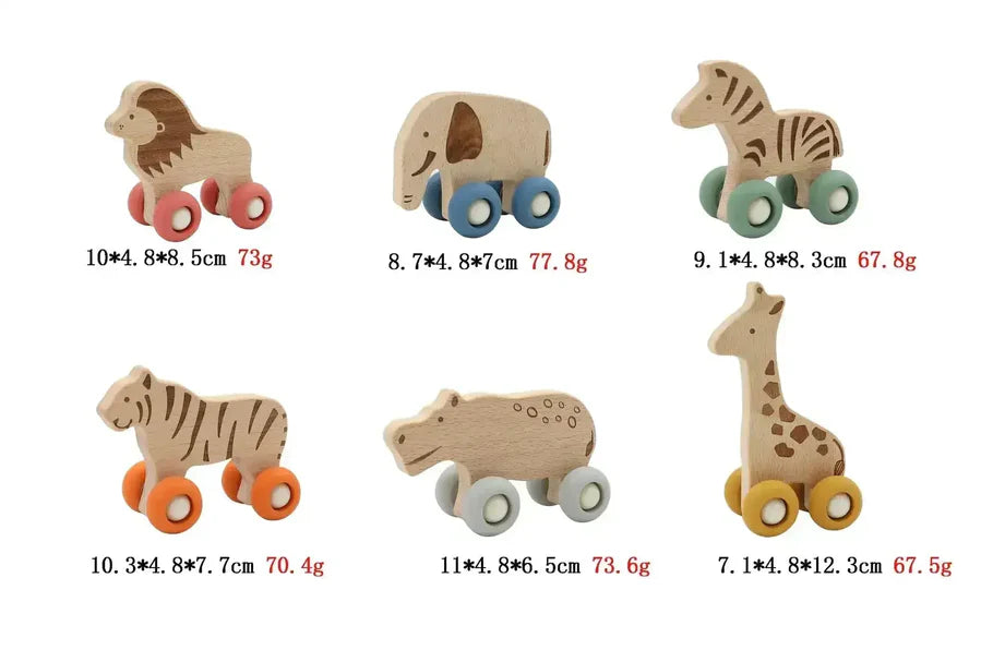 Kaper Kidz - Wildlife Wooden Animal With Silicone Wheels