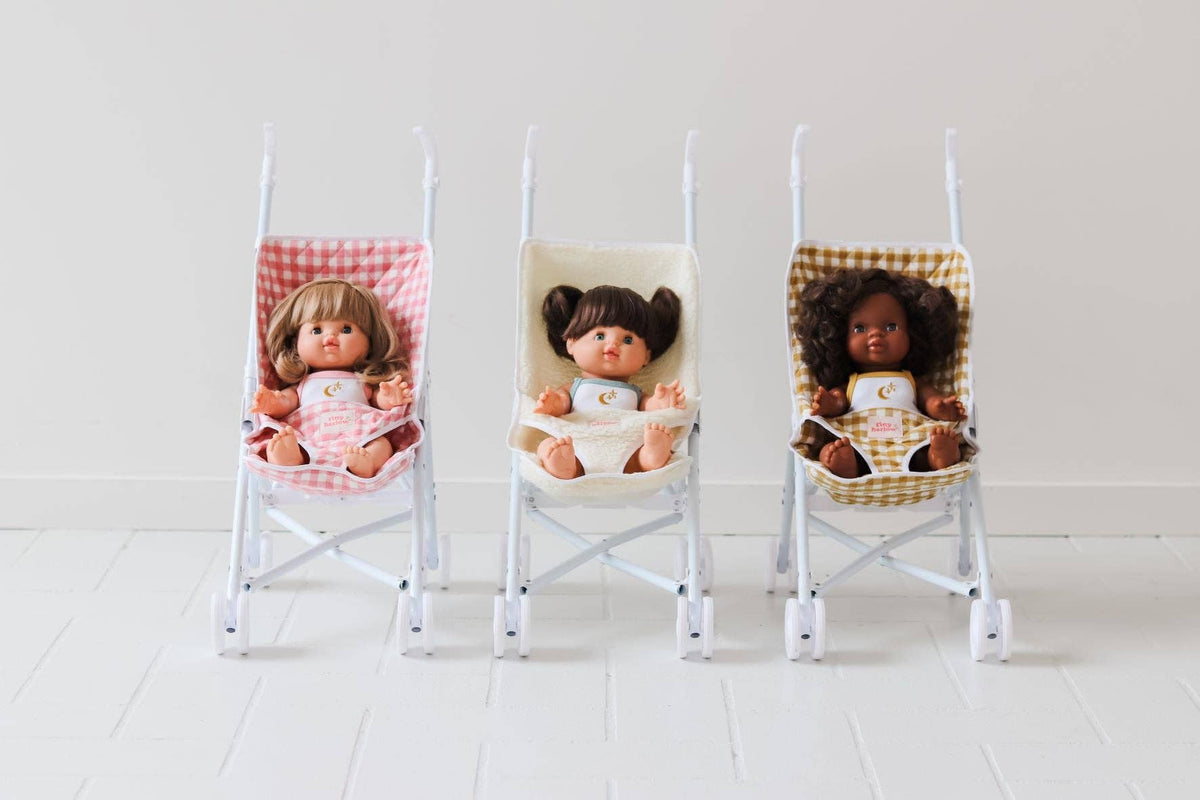 Tiny H - Tiny Harlow Folding Dolls Stroller - Mustard Gingham