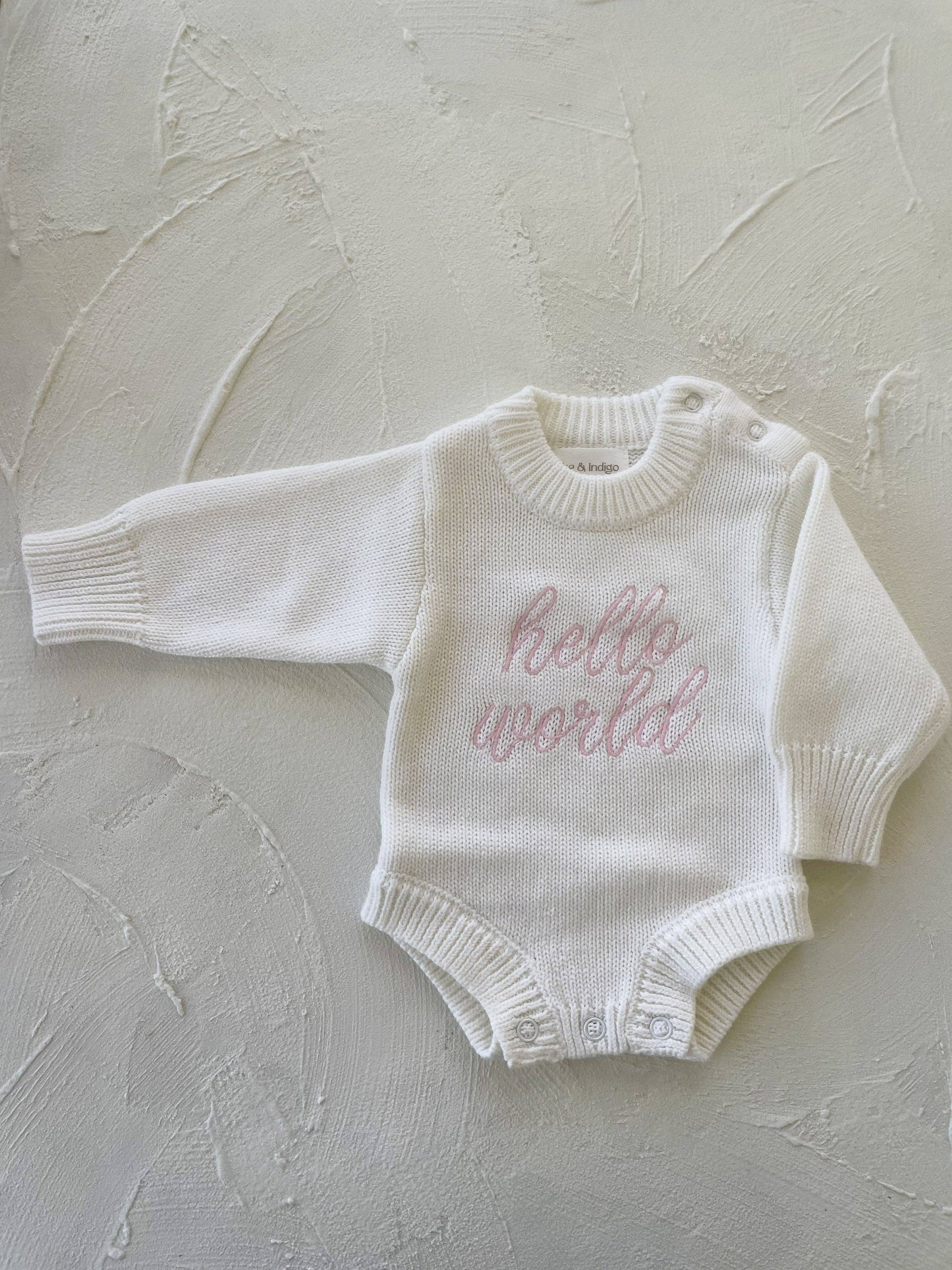 Elke & Indigo - Hello World L/S Romper - White/Pink