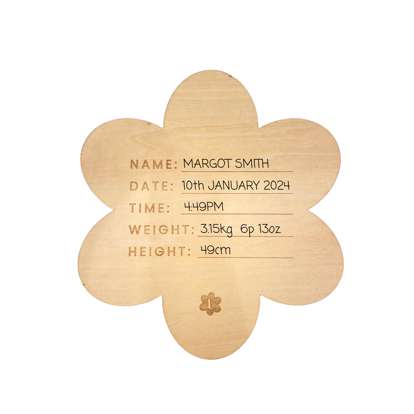 The Beige Collective - She's Here Reversible Flower Announcement Plaque