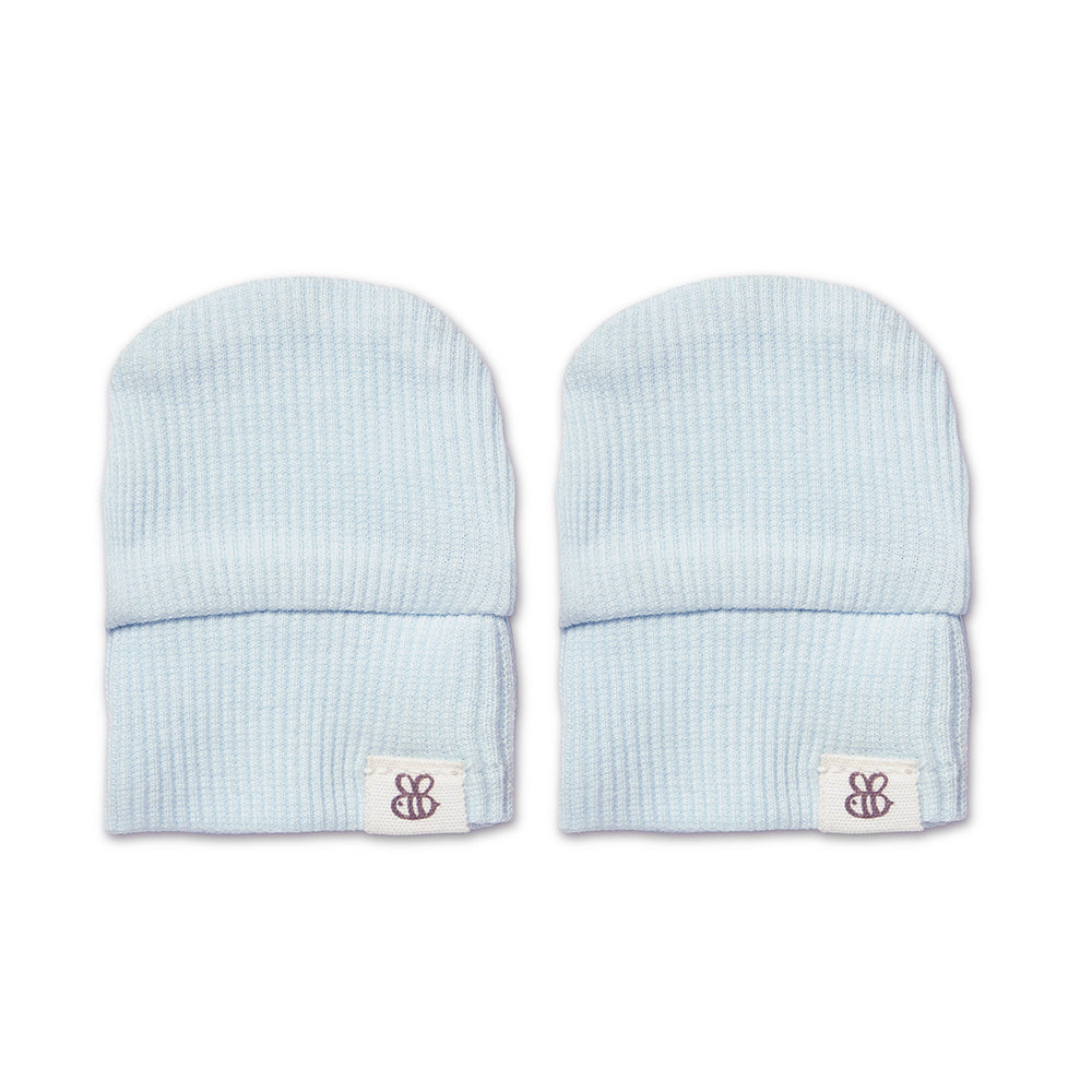 Baby Blue Organic Cotton Rib Mittens