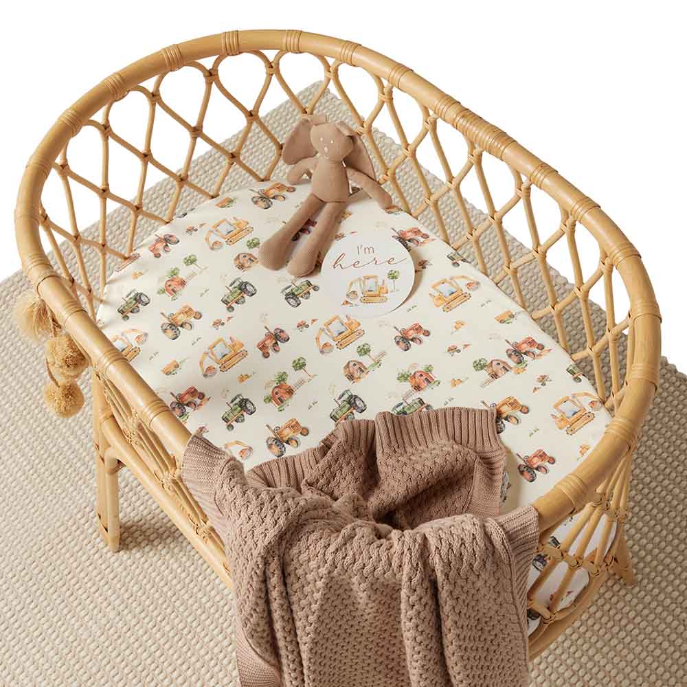 Snuggle Hunny Diggers & Tractors Organic Bassinet Sheet / Change Pad Cover