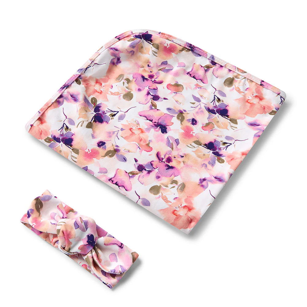 Snuggle Hunny - Blushing Beauty Jersey Wrap & Topknot Set