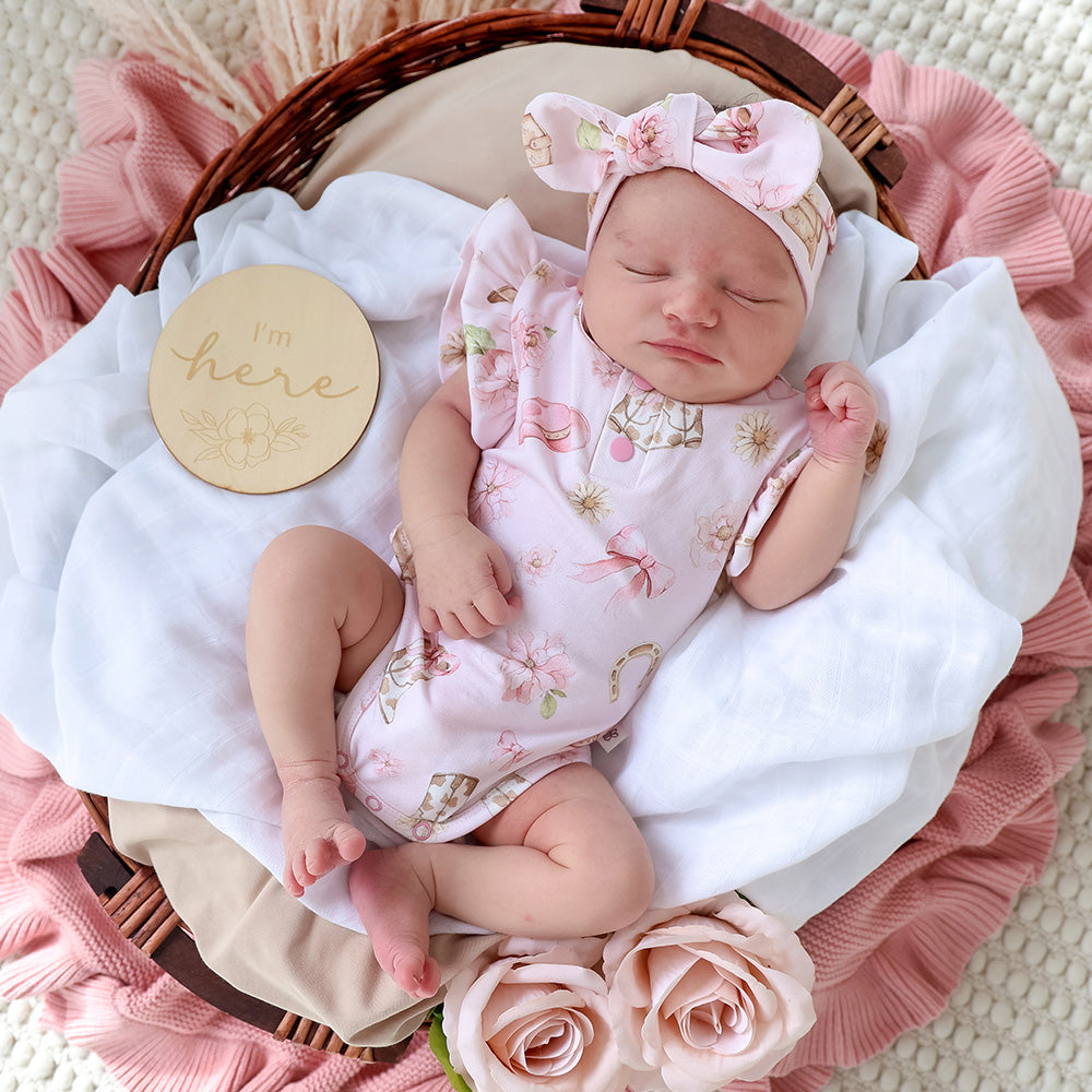 Boots & Bows Short Sleeve Organic Bodysuit with Frill