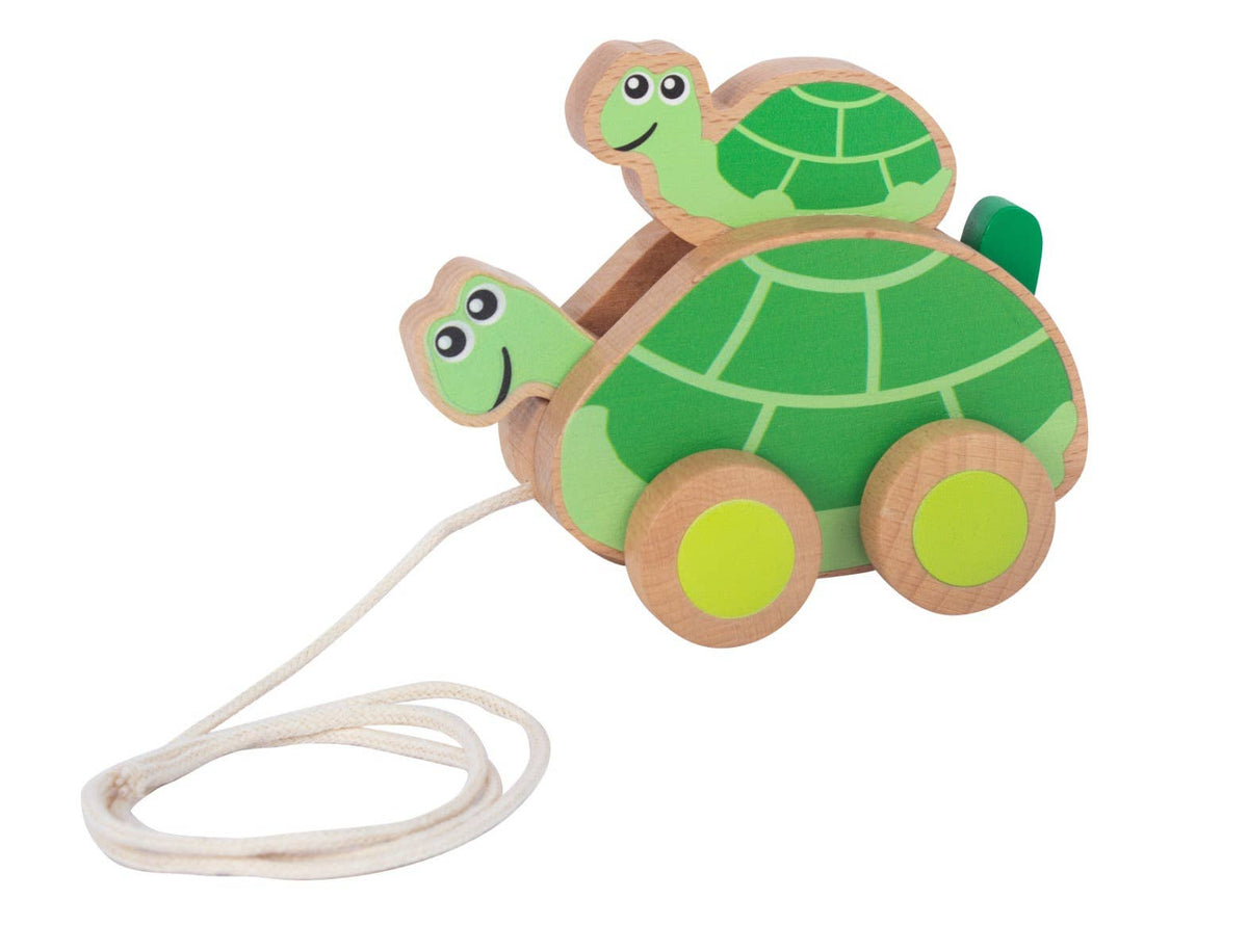 ToysLink - Wooden Pullalong Mummy & Baby Turtles