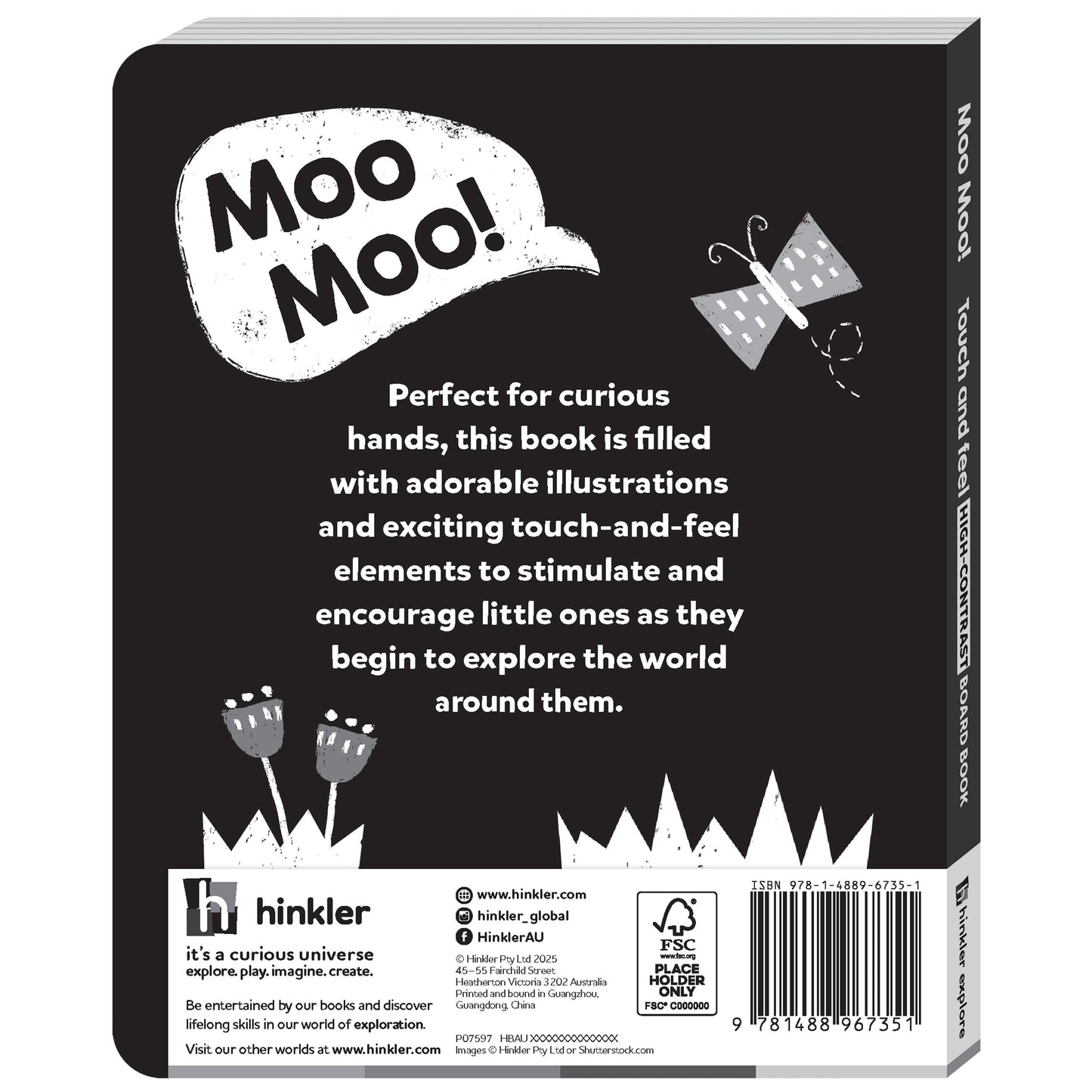 Hinkler Australia - High Contrast Moo Moo! Touch and Feel Board Book