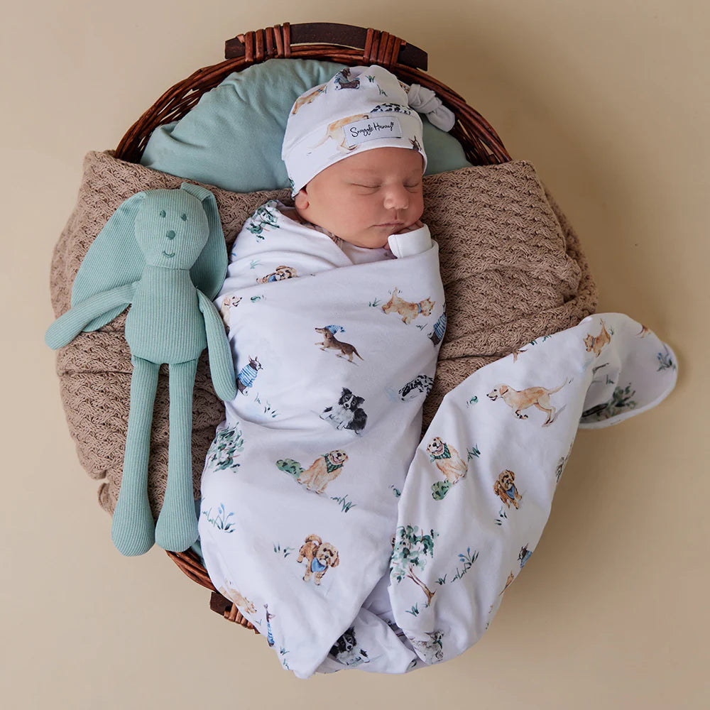 Snuggle Hunny - Dog Park Organic Jersey Wrap & Beanie Set