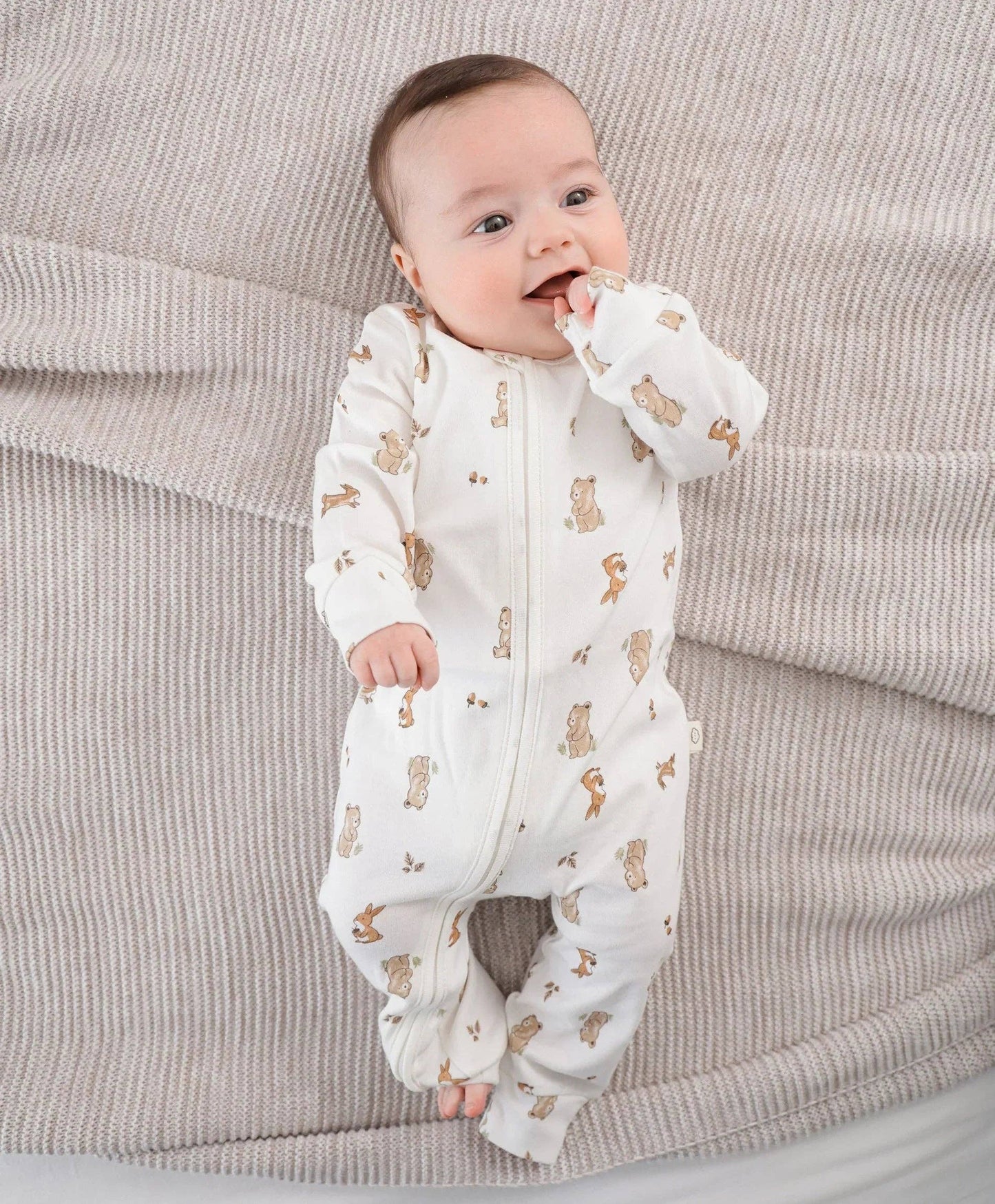 Lūmmi in Colour Babywear - Organic Cotton Growsuit - Bear & Bunny