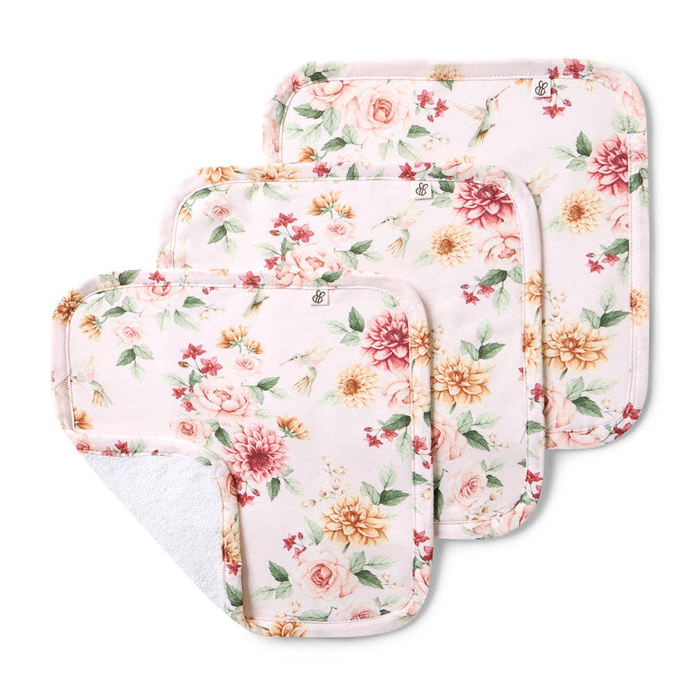 Snuggle Hunny - Birds & Blooms Organic Wash Cloths - 3 Pack