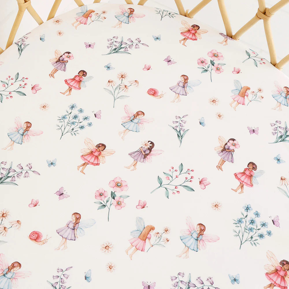Snuggle Hunny - Fairy Garden Organic Bassinet Sheet / Change Pad Cover