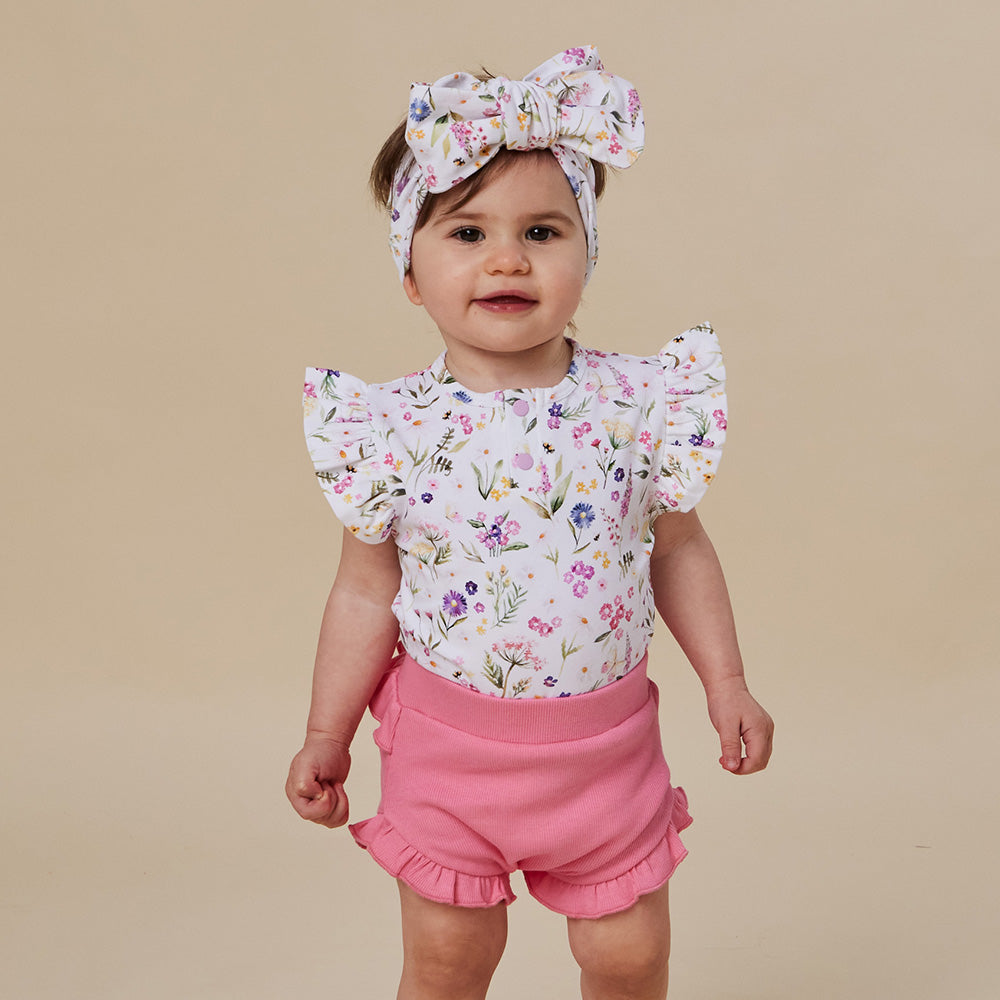 Gracie Short Sleeve Organic Bodysuit with Frill
