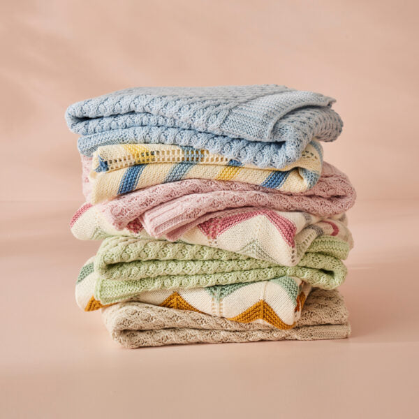 Jiggle & Giggle - Cream Basket Weave Knit Blanket
