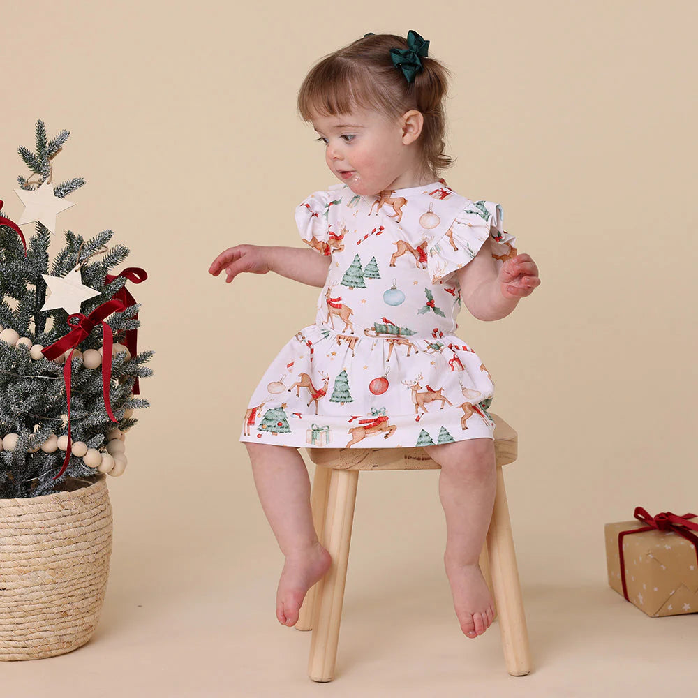 Snuggle Hunny - Prancer & Friends Short Sleeve Organic Dress