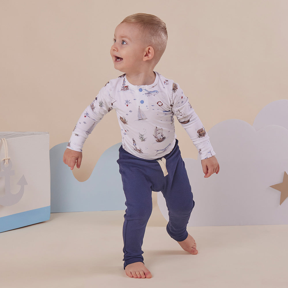 Snuggle Hunny Set Sail Long Sleeve Organic Bodysuit