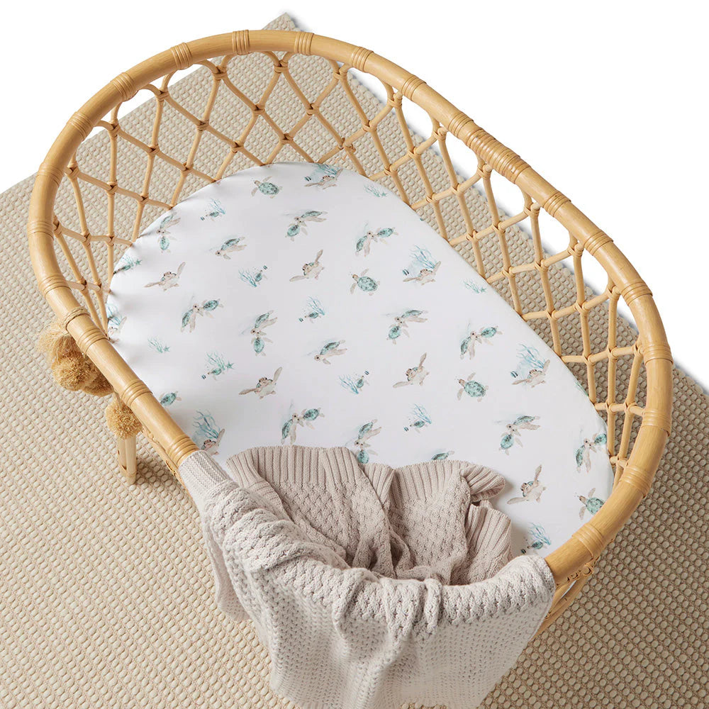 Snuggle Hunny - Turtle Organic Bassinet Sheet / Change Pad Cover