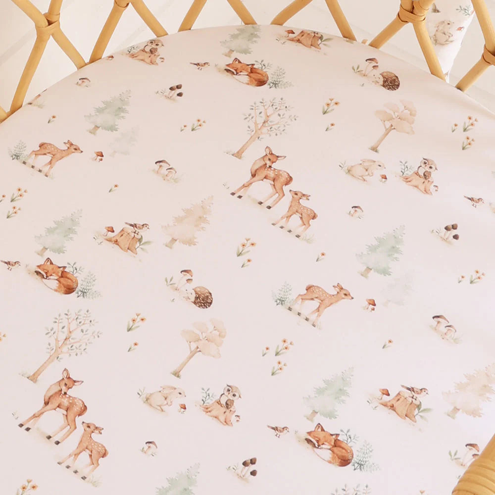 Snuggle Hunny - Woodland Tales Organic Bassinet Sheet / Change Pad Cover