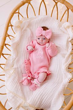 "She's Here" Knit Romper - Blush