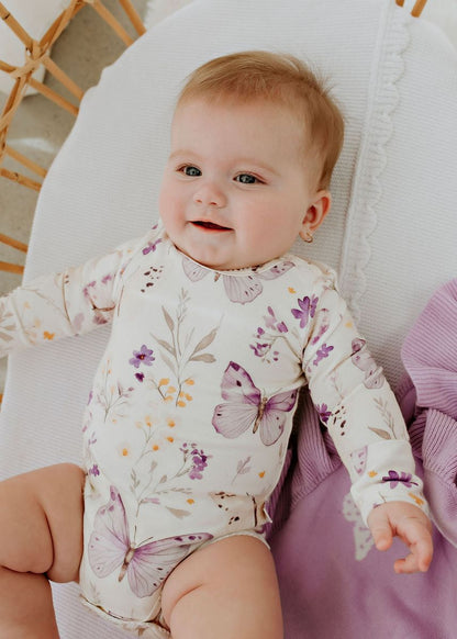 Confetti Kidz -  Lilac Butterflies - Long Sleeve Bodysuit