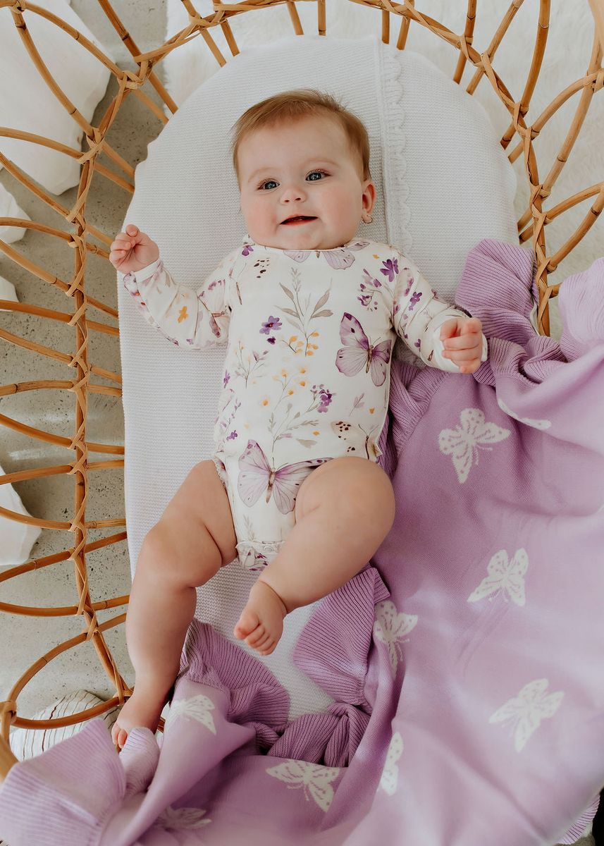Confetti Kidz -  Lilac Butterflies - Long Sleeve Bodysuit