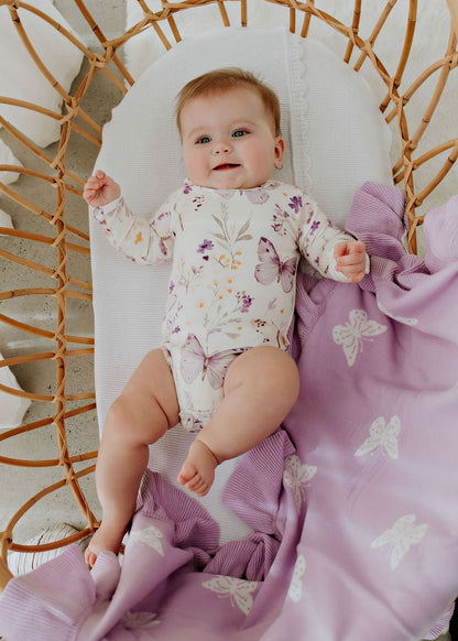 Confetti Kidz -  Lilac Butterflies - Long Sleeve Bodysuit