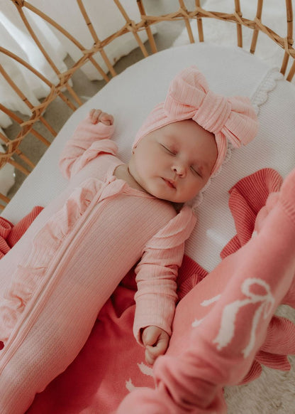 Confetti Kidz - Reversible Knit Blanket Pink Bows