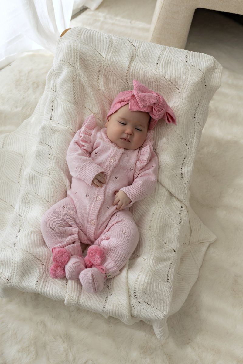 Confetti Kidz -  Pointelle Knit Romper - Classic Pink