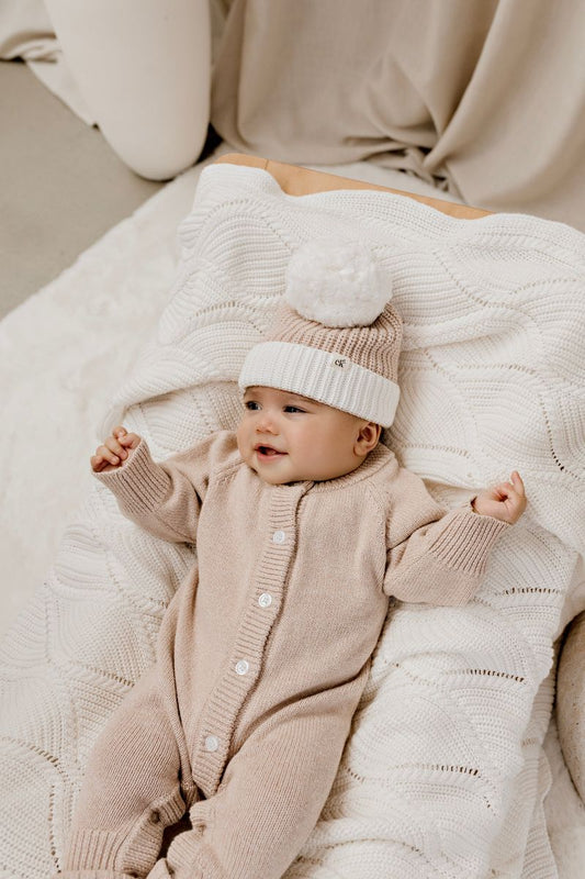 Confetti Kidz - Classic Knit Romper - Biscotti/Latte