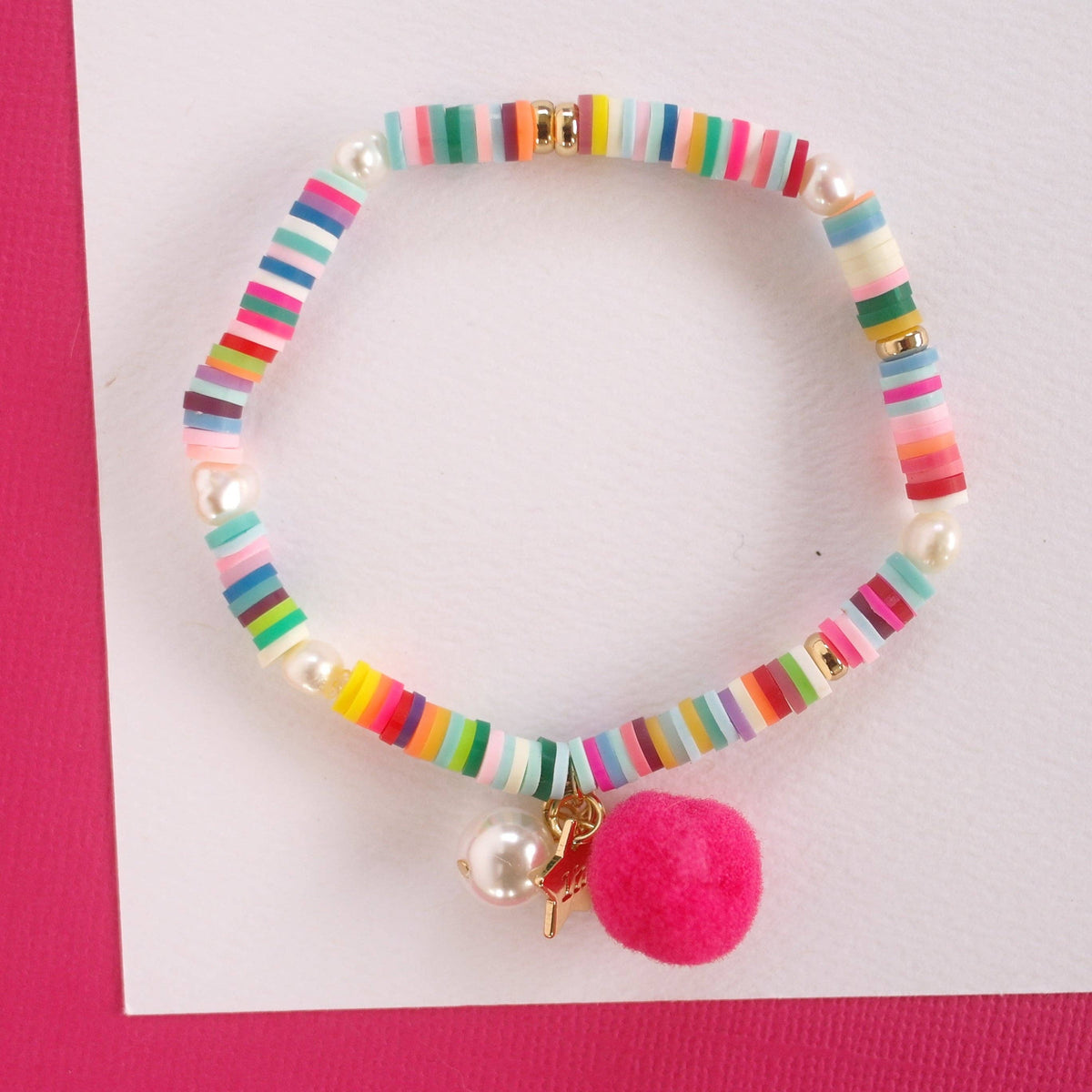 Lauren Hinkley Australia - Rainbow Bracelet with Pom Pom and Pearl