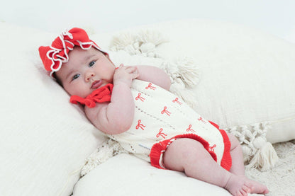 FRECKLES the label - Pre-Order Knit Frill Baby Headband | Winterberry/Snow