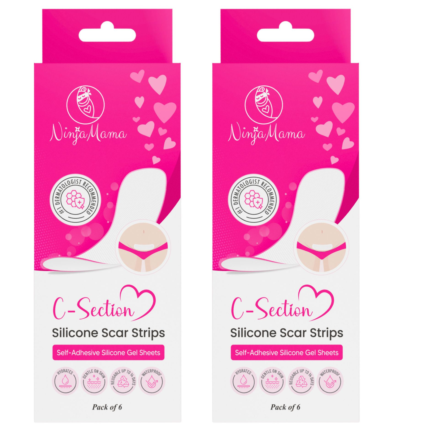 Ninja Mama - Transparent C-Section Silicone Scar Strips - Pack of 6