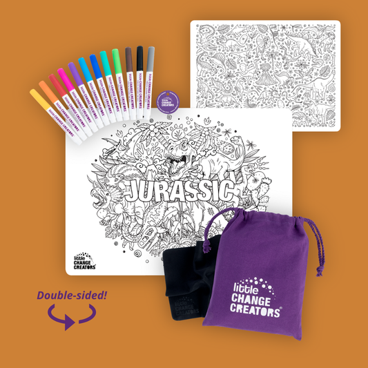 Little Change Creators - JURASSIC | Re-FUN-able™ Dinosaur Colouring + Doodle Mat