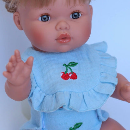 SALLI COLLECTIVE - Cherry Frilled Bib & Diaper Doll Set 🍒