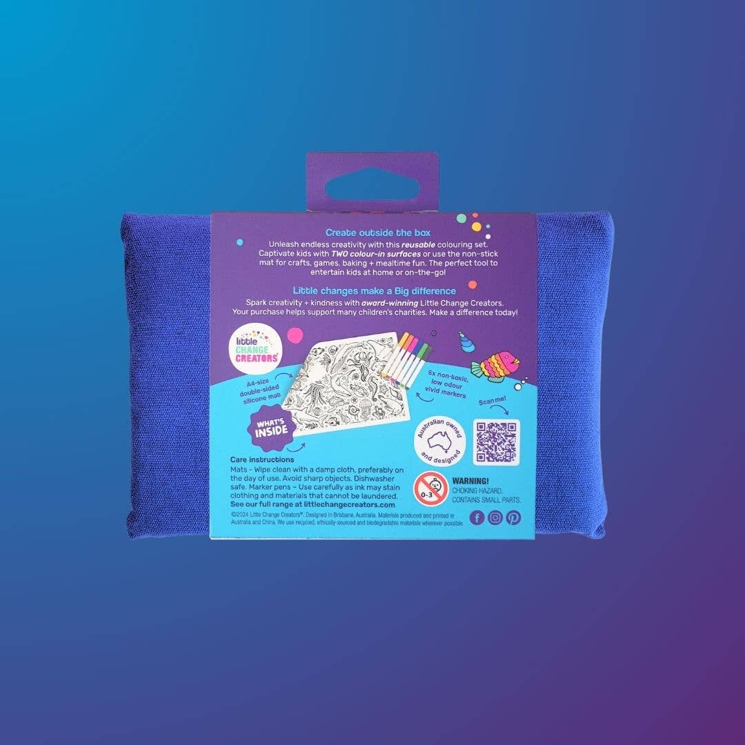 Little Change Creators - SPLASH! Pocket Reusable Colouring Set | Sealife Travel Toy