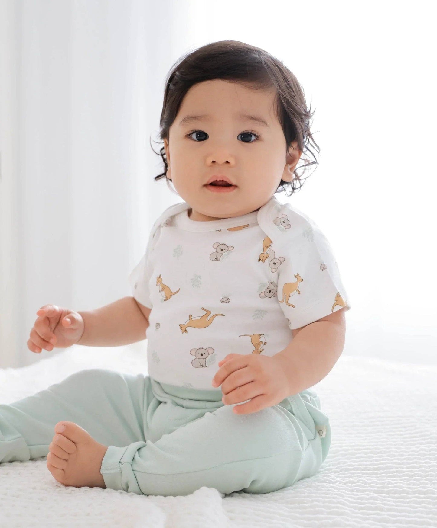 Lūmmi in Colour Babywear - Organic Cotton Slouchy Track Pants - Lime Green